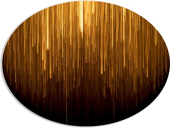 PVC Schuimplaat Ovaal - Abstracte Gouden Strepen - 96x72 cm Foto op Ovaal (Met Ophangsysteem)