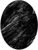 Dibond Ovaal - Donkere Stenen Rotsen van Bergen - 42x56 cm Foto op Ovaal (Met Ophangsysteem)