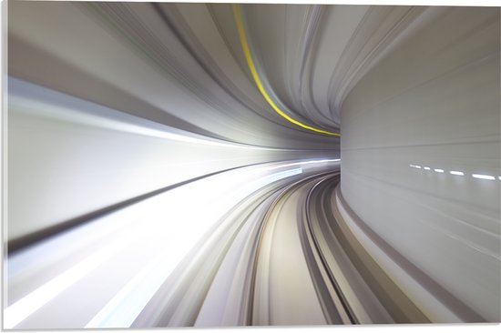 Acrylglas - Abstracte Tunnel in Grijs Tinten - 60x40 cm Foto op Acrylglas (Wanddecoratie op Acrylaat)