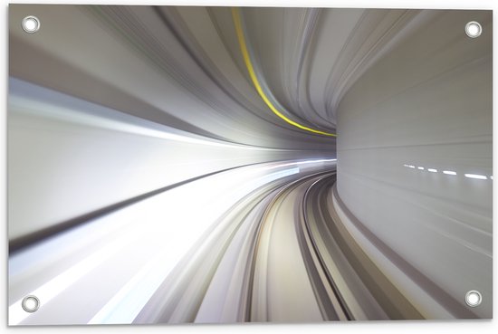 Tuinposter – Abstracte Tunnel in Grijs Tinten - 60x40 cm Foto op Tuinposter (wanddecoratie voor buiten en binnen)