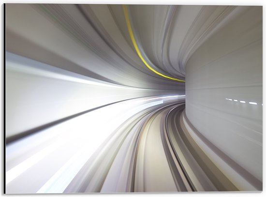 Dibond - Abstracte Tunnel in Grijs Tinten - 40x30 cm Foto op Aluminium (Met Ophangsysteem)