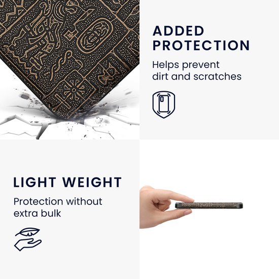 kwmobile e-reader hoesje geschikt voor Kobo Clara 2E hoes - E reader flip case met magnetische sluiting - Ereader cover - Hiërogliefen design in goud / zwart van Merkloos — afbeelding 5