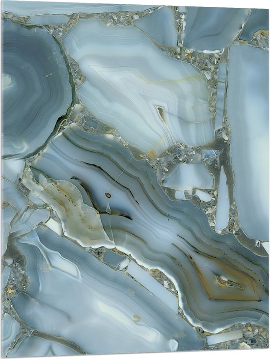 Acrylglas - Luxe Wit met Gouden Marmer - 75x100 cm Foto op Acrylglas (Wanddecoratie op Acrylaat)