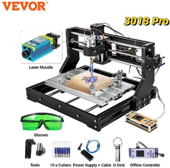 Foto: Vevor laser cutter graveermachine graveerset graveerder graveerapparaat materialen graveren 500mw laser volledige graveerset