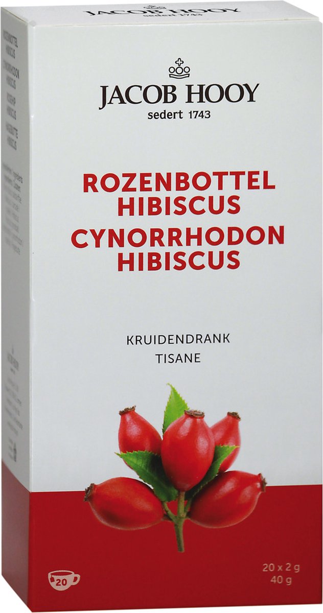Goedkoopste Jacob Hooy Rozenbottel hibiscus thee zakjes (20st
