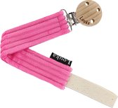 Louka Speenkoord rib roze de luxe - houten clip - speenketting