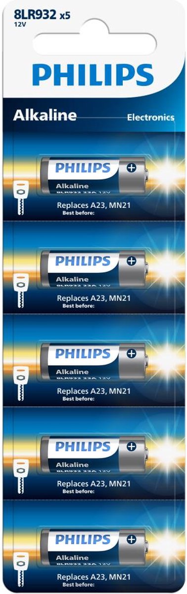 Philips 23A Alkaline Batterijen MN21 A23 8LR932 - 5 Stuks