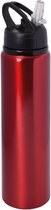 Waterfles/sportfles/drinkfles Sporty - metallic rood - aluminium/kunststof - 800 ml
