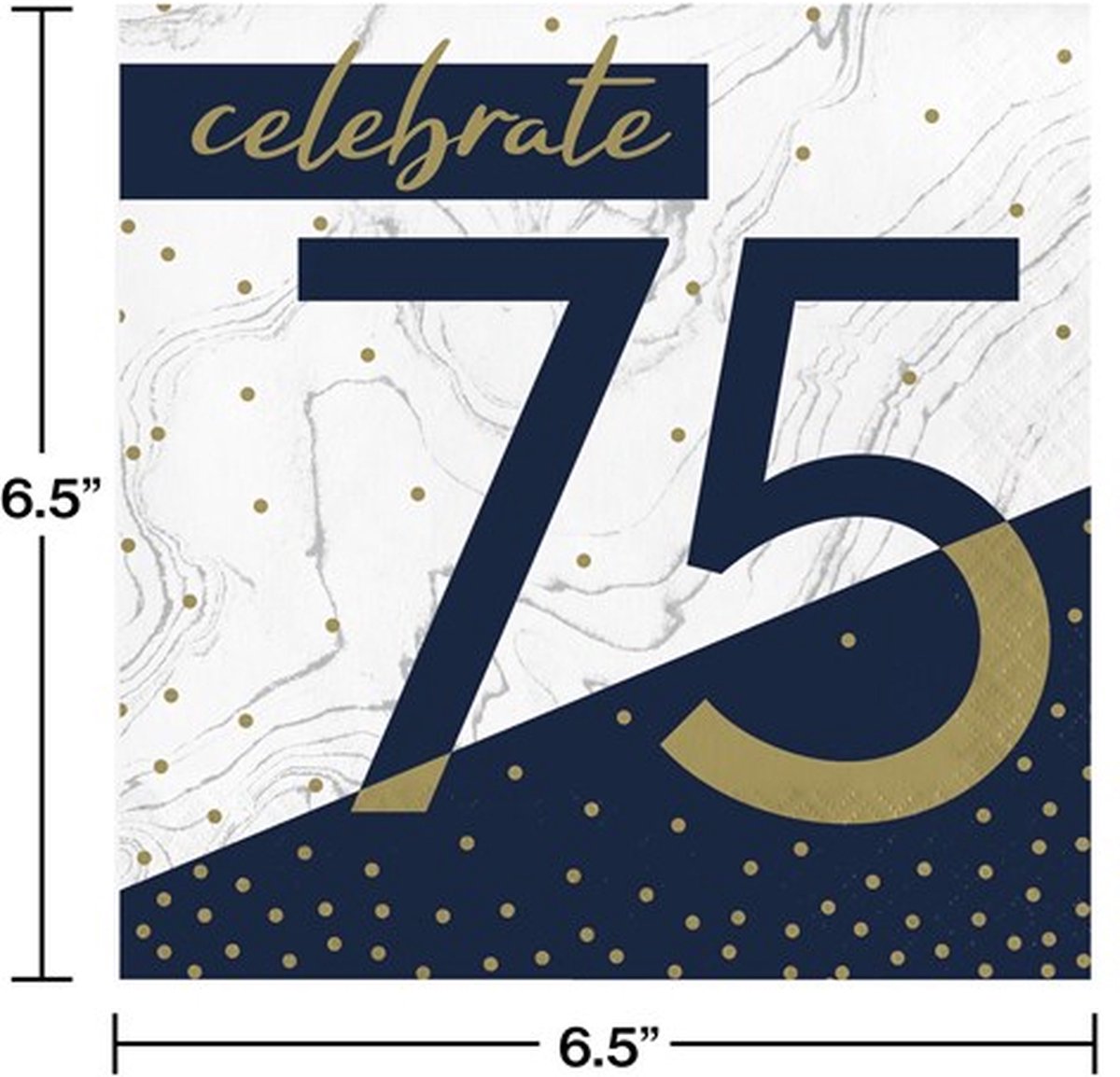 Servetten 75jaar navy& gold 16st 75 jarige versiering