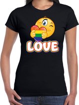 Bellatio Decorations Gay Pride shirt - love - regenboog - dames - zwart XL