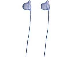 Gebro Visnet/schepnet - 2x - bamboe hout - blauw - 80 cm