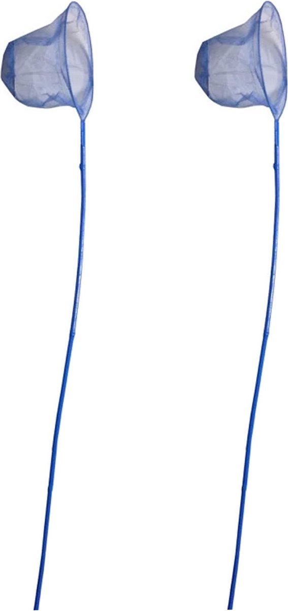 Gebro Visnet/schepnet - 2x - bamboe hout - blauw - 80 cm