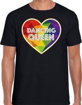 Bellatio Decorations Gay Pride shirt - dancing queen - regenboog - heren - zwart XXL