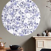 Behangcirkel 60cm Studio Wallz - Bloemen patroon Delfts blauw