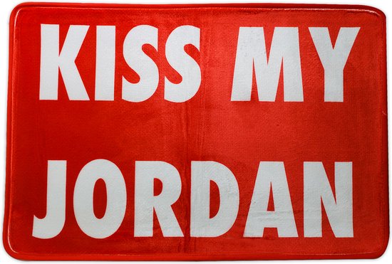 Kiss my jordan rood - cadeau - sneaker mat - vloerkleed - 80 x 50 cm - voor binnen - slaapkamer mat - Schoenmat - Sneaker accessoire - Sneaker liefhebbers