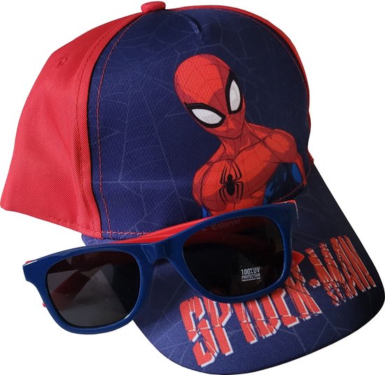 Marvel Spiderman - Pet - Rood - cap met zonnebril UV 400 - Avengers - Superhelden - rood - blauw - bescherming - zomer