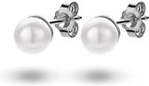 Twice As Nice Oorbellen in zilver, een parel van 6 mm Wit