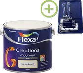 Flexa Creations - Muurverf Krijt - Sandy Beach - 2,5 liter + Flexa muurverf roller - 5 delig