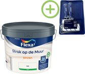 Flexa Strak op de Muur Muurverf - Mat - Wit - 10 liter + Flexa muurverf roller - 5 delig