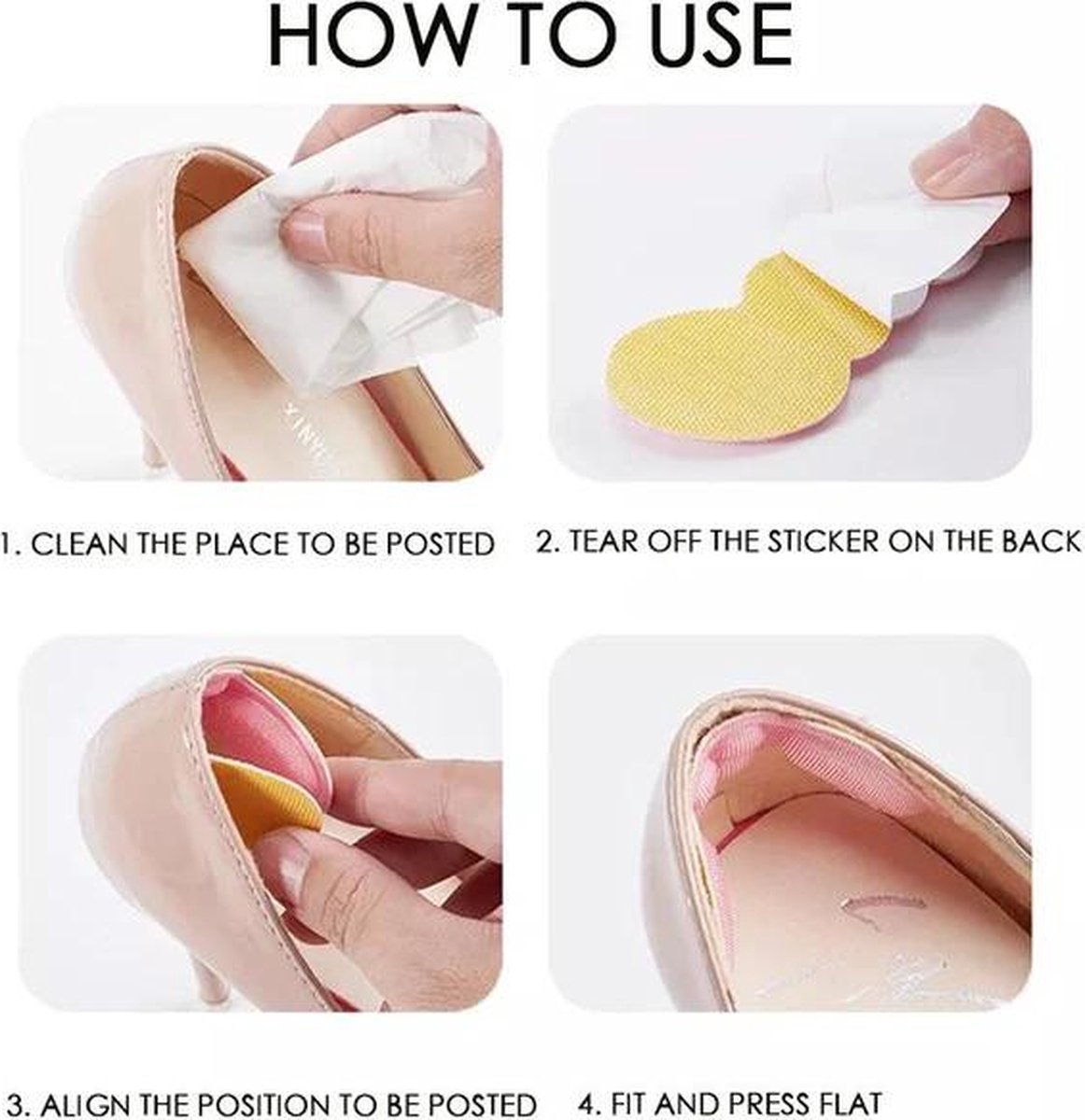 Coussinets De Talon Auto-adhésifs - 2 Paires - Anti-Douleur Et Anti-Glissement - Pour Talons Hauts