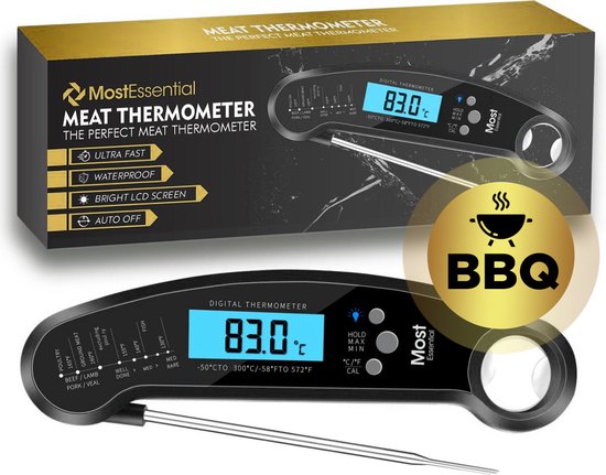 MostEssential Premium BBQ Thermometer - Vleesthermometer - Zwart