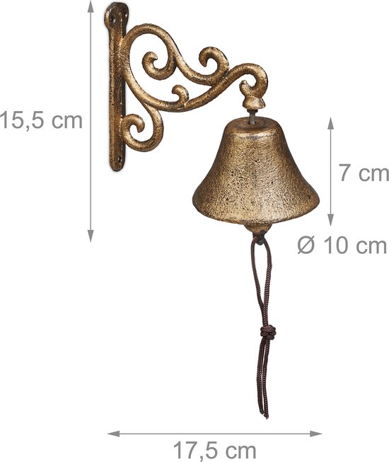 tuinbel gietijzer - vintage - antiek - met koord - muurbel - buitenbel — afbeelding 5