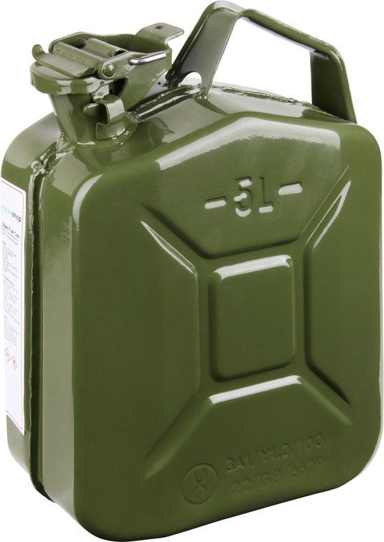 Jerrycan 5 liter - benzine en diesel - metaal - groen