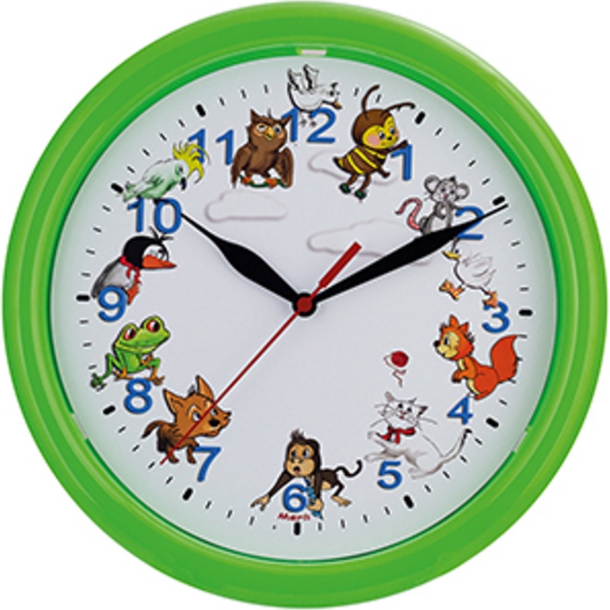 Wandklok met DIEREN modern design voor kinderen