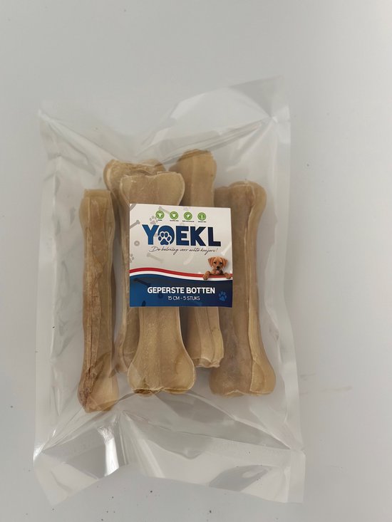 Geperste Kauwbotten 14cm 5 stuks - Hondensnacks - Hondenbot - Kauwsnack - Kleine hond - Geperst