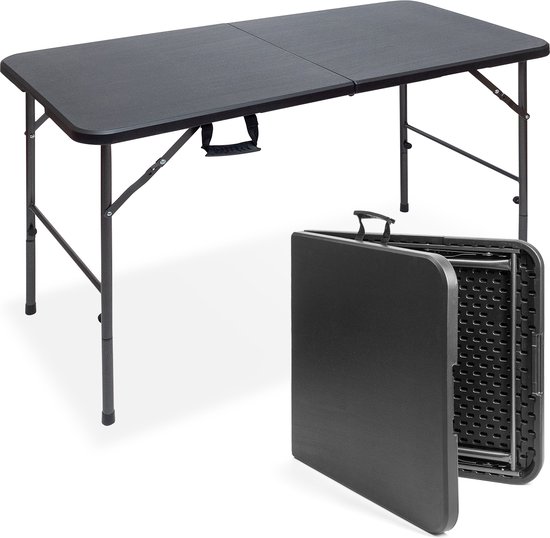 Table Pliante LifeGoods - Table Pliante - 60x120cm - Table Pliante Ajustable - Table de Camping - Résistante aux Intempéries - Zwart