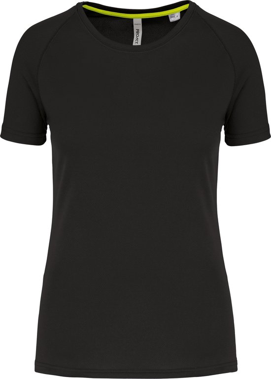 Gerecycled damessportshirt met ronde hals Black - XXL
