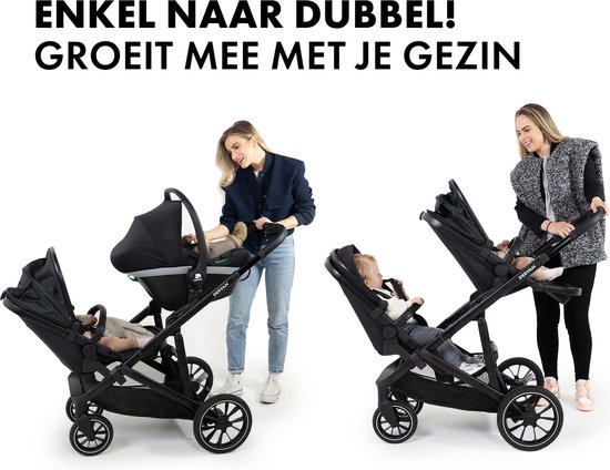 Passeggino Deryan Evy V2 2in1 - Estensibile Con Navicella E Seggiolino, Nero
