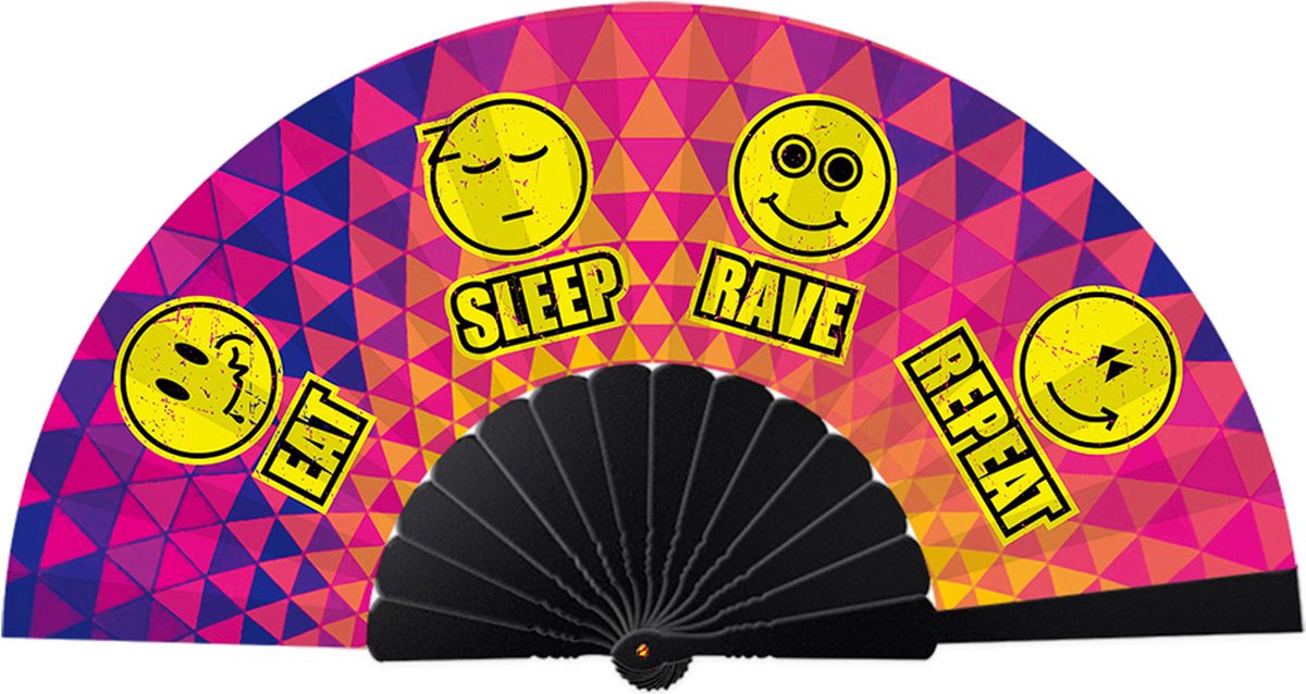 Deluxe festival waaier - handwaaier - spaanse waaier - festival - Eat sleep rave repeat