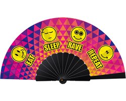 Deluxe festival waaier - handwaaier - spaanse waaier - festival - Eat sleep rave repeat