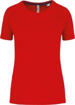 Gerecycled damessportshirt met ronde hals Red - S