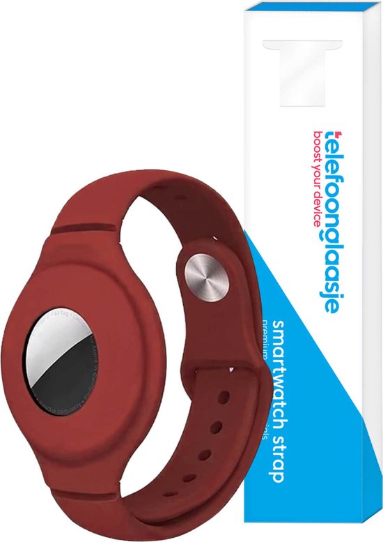 Telefoonglaasje Polsband Geschikt voor Apple Airtag - Siliconen - Rood