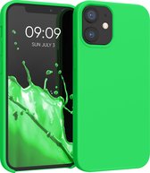 kwmobile telefoonhoesje geschikt voor Apple iPhone 12 mini - Hoesje met siliconen coating - Smartphone case in neon groen