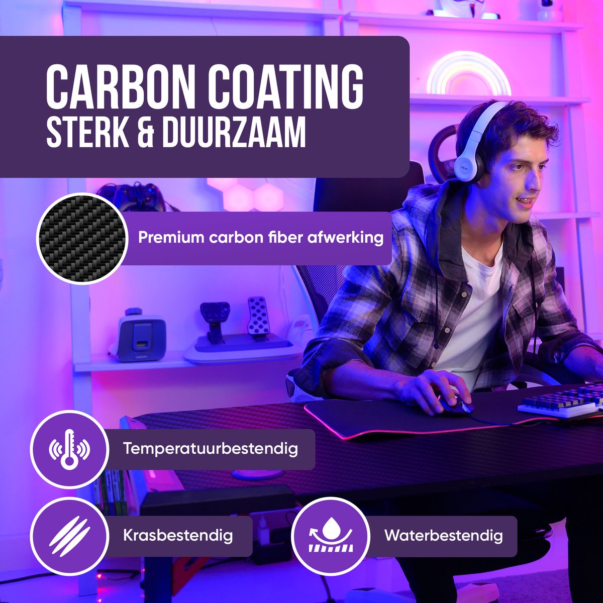 Avalo Gaming Bureau met LED verlichting - Game Desk - 120x60x73 cm thumbnail 6
