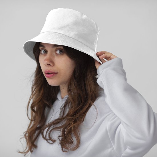 Yucka - Bucket hat - Vissershoedje - Heren - Dames - Festival accessoires - 58 cm - Katoen - wit