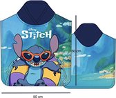Disney Lilo & Stitch Poncho - Badponcho - Sneldrogend - Blauw - 50x100 cm (uitgevouwen) - One Size (ongeveer 2-5 jaar)