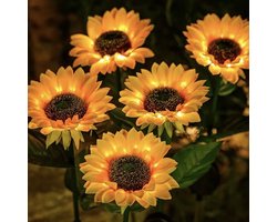 Kimdo - zonnebloem tuinverlichting op zonneenergie- 2 stuks - Solar - Led buiten - Led tuinspot- Waterdicht - prikspots tuin - Decoratie licht - Terras - Sfeerverlichting