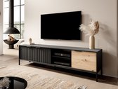 Tiroir de meuble - Meuble TV Ramirez - Zwart - Chêne - 203 cm