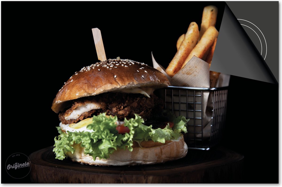 Inductie beschermer 76x51,5 - afdekplaat inductie mat - Dietrix Kookplaat beschermer - Base - Food - Hamburger en patat