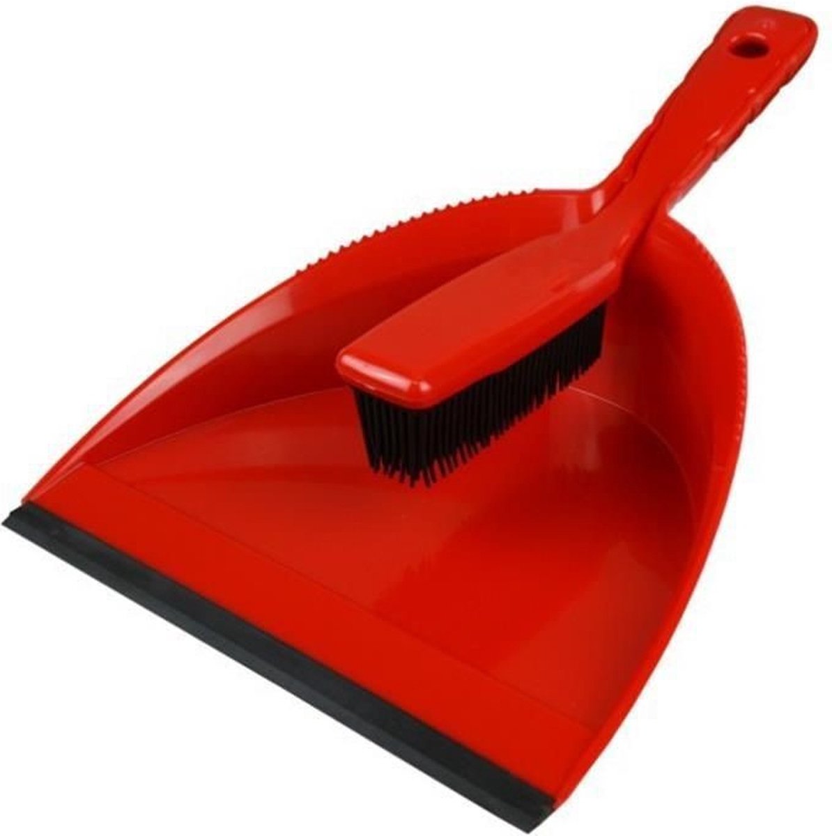 Goedkoopste Buemag Stoffer en blik - rubber - kunststof - 35 x 25 cm - rood - honden- en kattenhaar