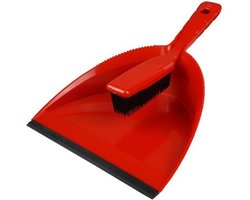 Buemag Stoffer en blik - rubber - kunststof - 35 x 25 cm - rood - honden- en kattenhaar