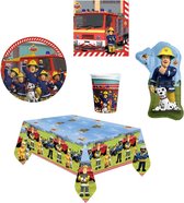 Brandweerman Sam - Feestpakket - Feestartikelen - Kinderfeest - 8 Kinderen - Tafelkleed - Bekers - Servetten - Bordjes - Folie ballon.