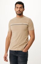 Short Sleeve T-shirt With Stripe Chest Print Mannen - Zand - Maat M