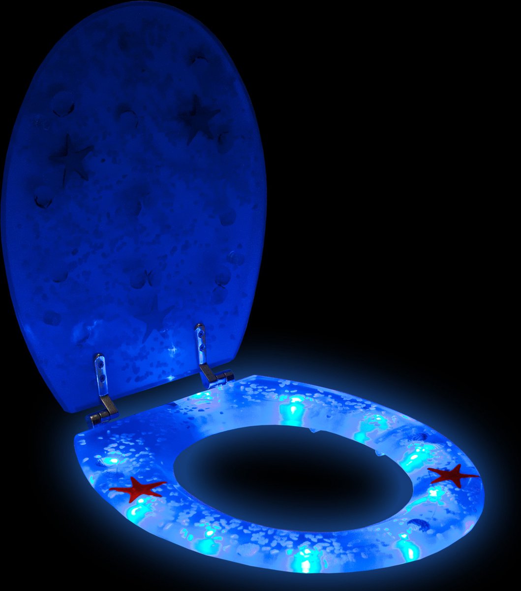 tectake LED Toiletbril met motief blauw / schelp - 400860 | bol.com