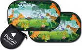 NOUVEAU - Perow - Pare-soleil de voiture - Monde des dinosaures - Protection UV - Pare-soleil de voiture enfant - Bébé - Set de 2