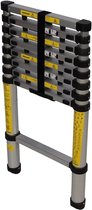 aluminium telescopische ladder, inklapbaar, uittrekbare ladder met stabilisator, hoogwaardige vouwladder en opvouwbare aluminium ladder, 2.6m